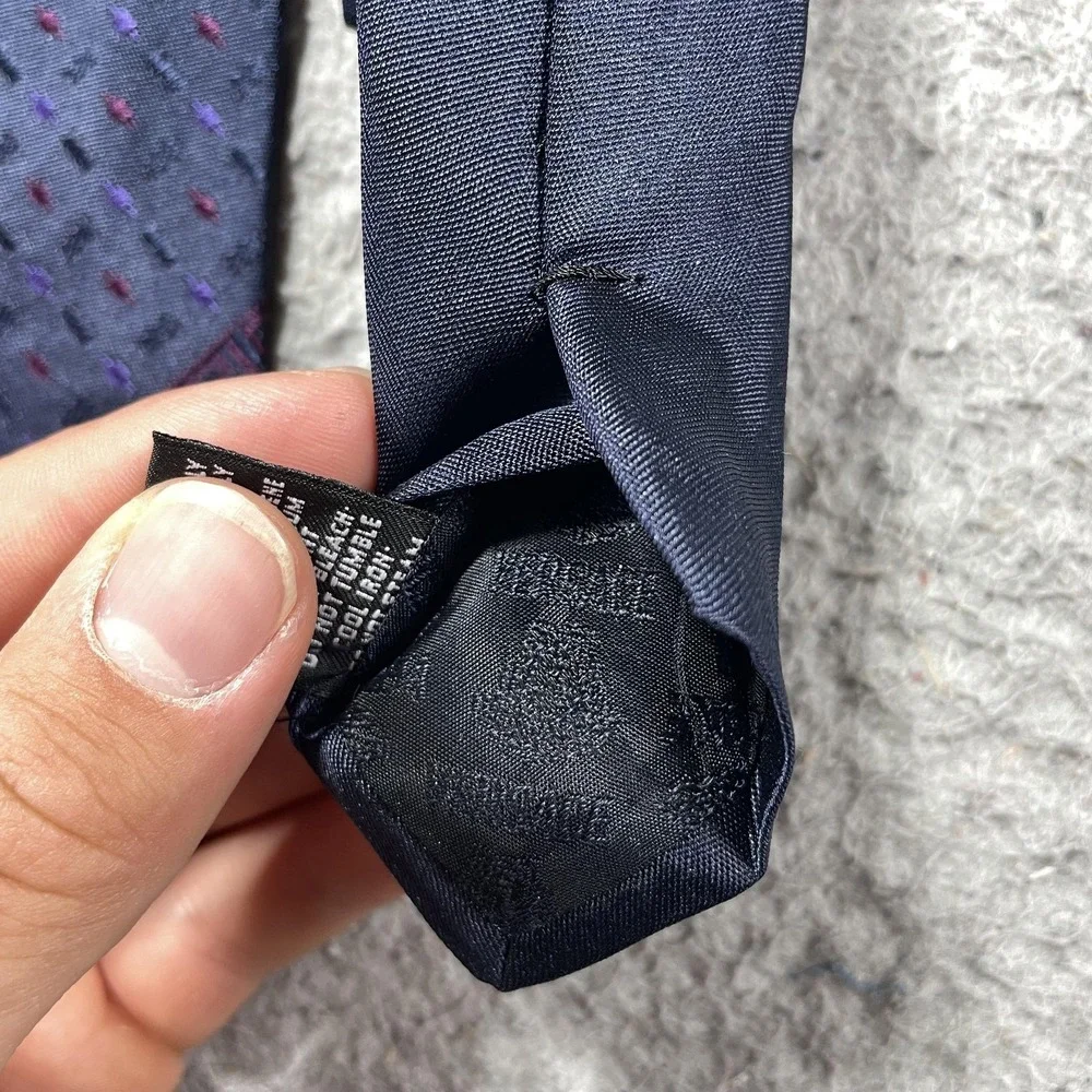 Versace Tie Mens One Size Blue Geometric Classic‎ Width Pointed Silk Necktie